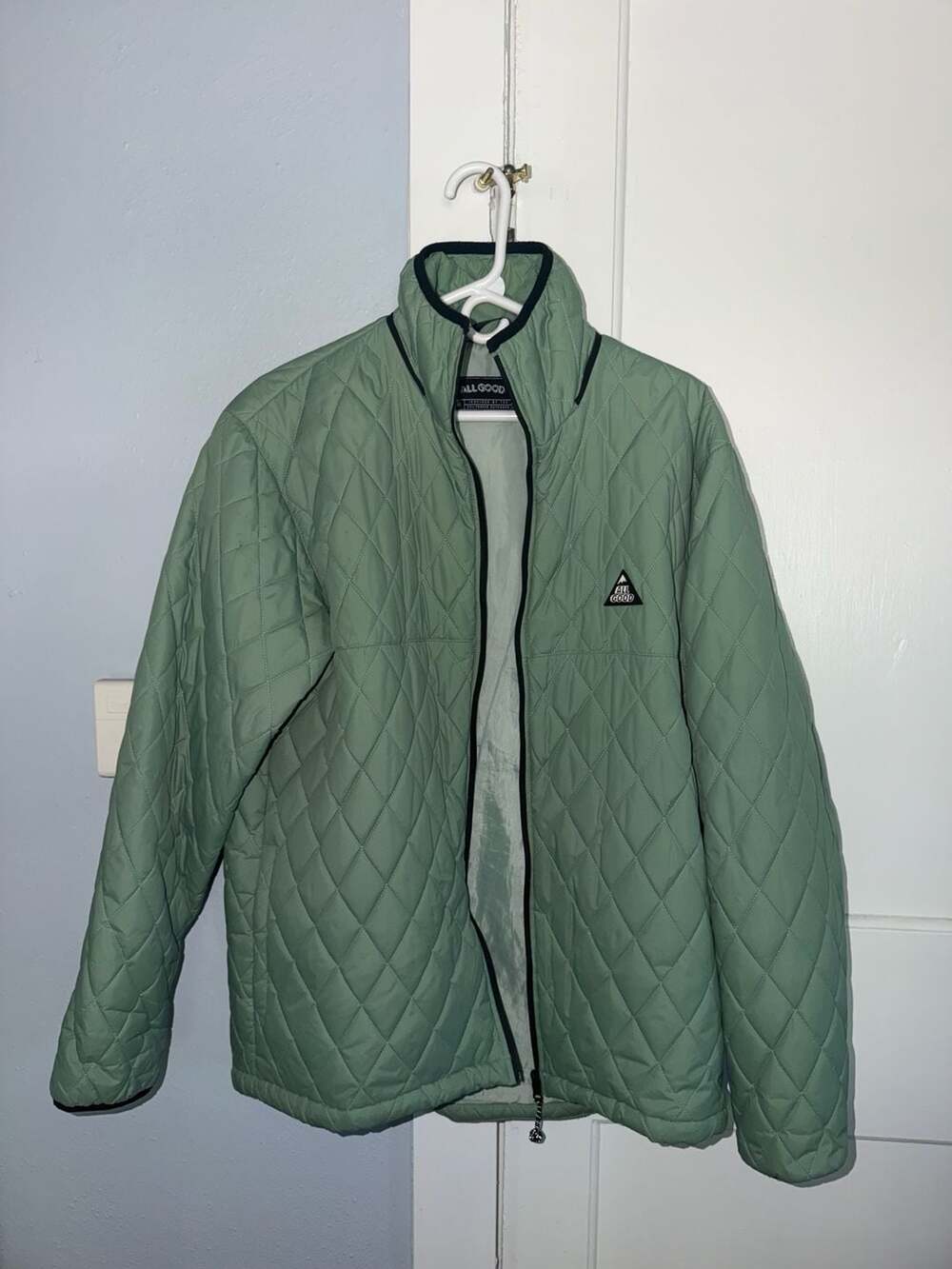 All Good Quilted Full Zip Jacket Sage Green